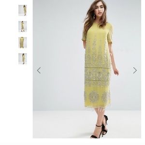 ASOS GOLD Border Embellished Tshirt Midi Dress